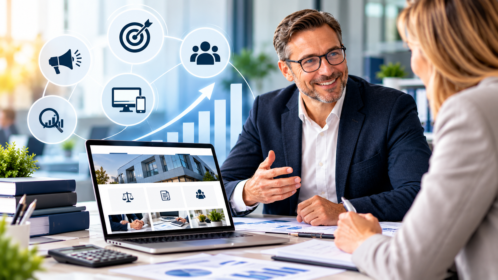 Professionelle Beratung mit digitalen Wachstumssymbolen